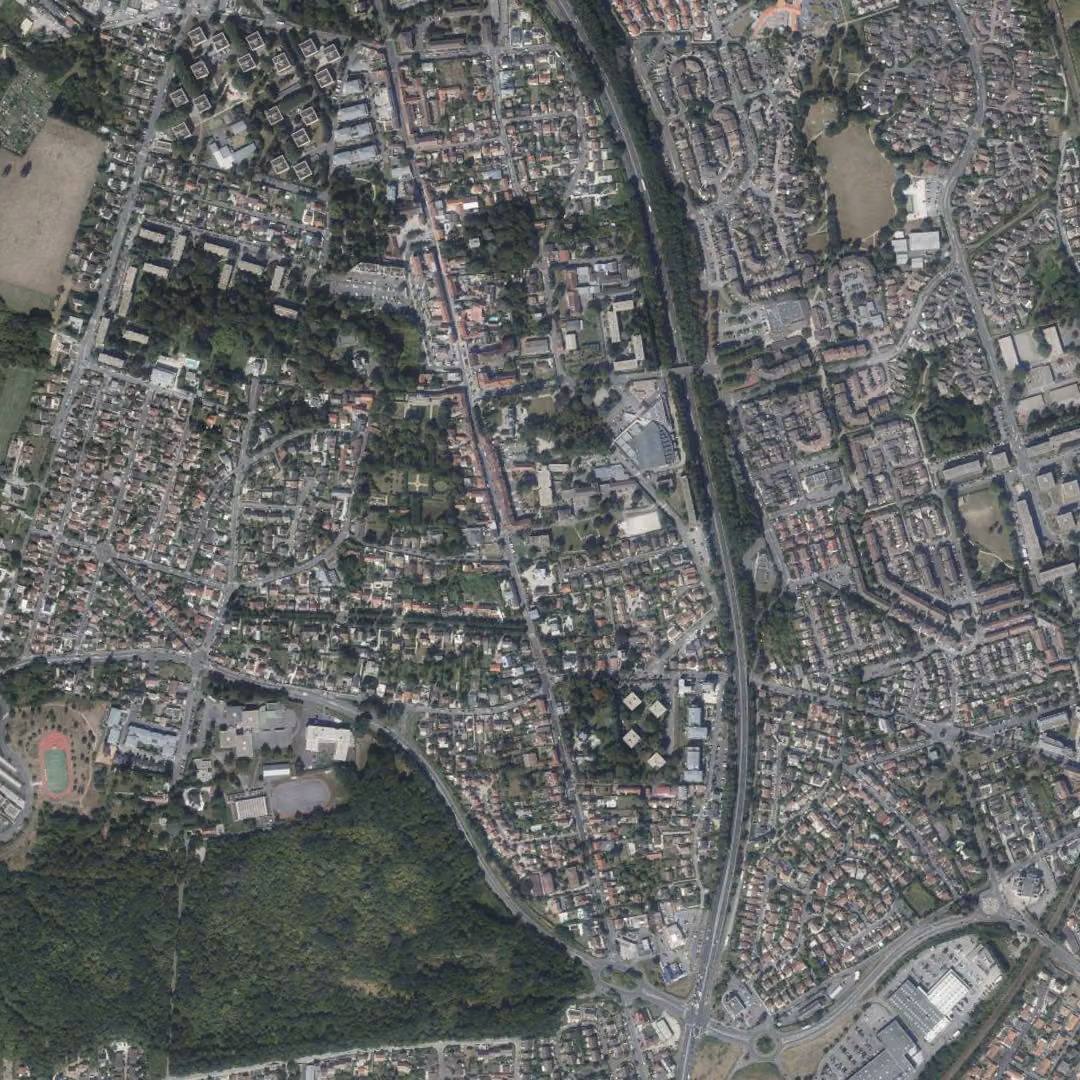 Saint-Brice-sous-Forêt aujourd'hui, le centre vu du ciel