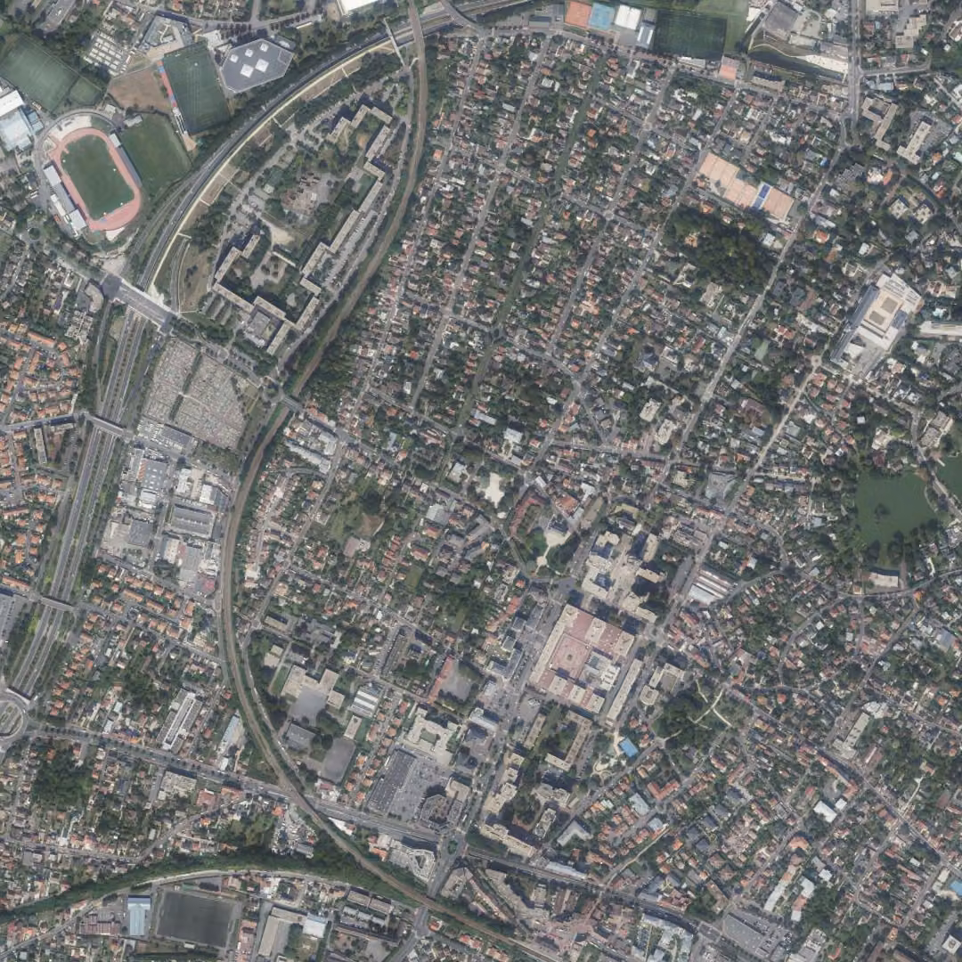 Saint-Gratien aujourd'hui, le centre vu du ciel