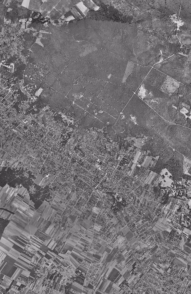 Saint-Leu-la-Forêt en 1949, le territoire vu du ciel, au même cadrage