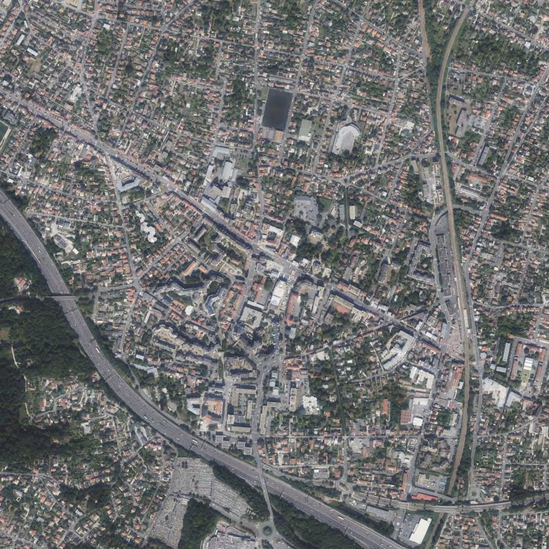 Sannois aujourd'hui, le centre vu du ciel