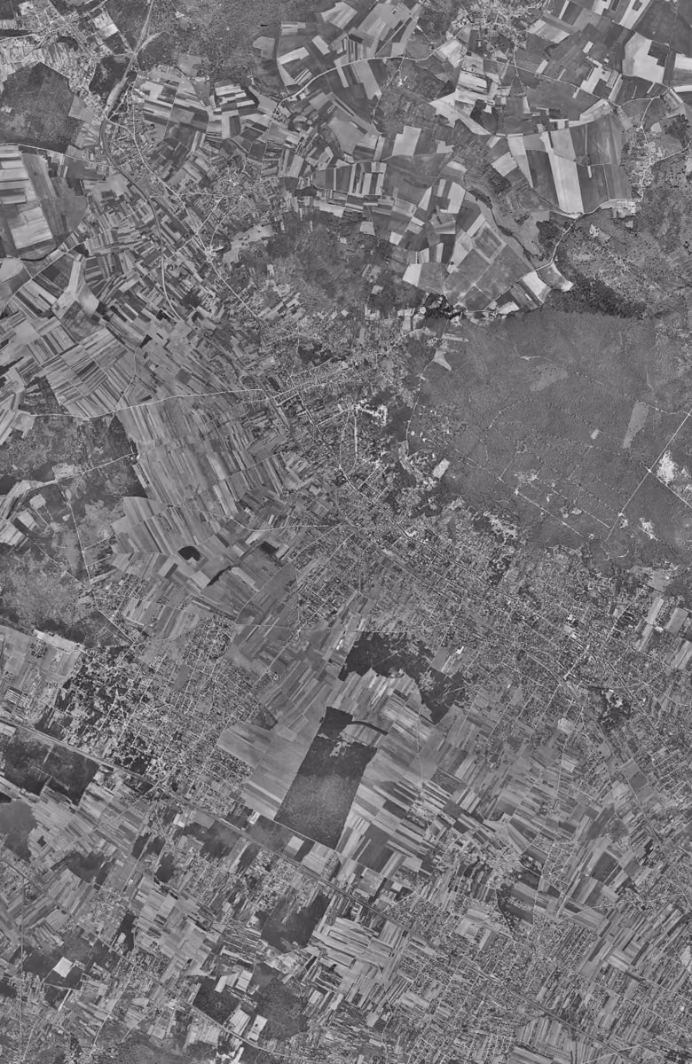 Taverny en 1949, le territoire vu du ciel, au même cadrage